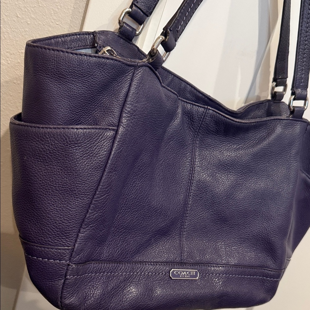 Coach Leather purple Tote Bag - Coach Pebble Leather Shoulder Bag violet - Picture 3 of 9